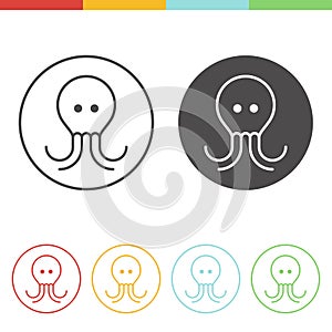 Octopus icons in thin line style