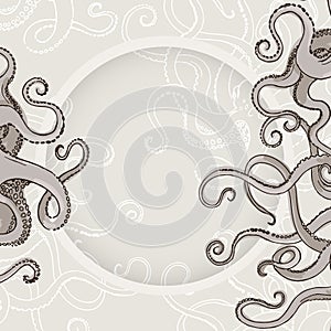 Octopus Kraken card or border with feelers