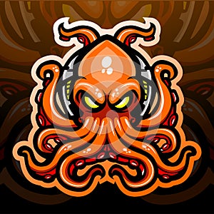 Octopus kraken mascot. esport logo design