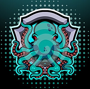 Octopus kraken mascot. esport logo design