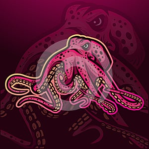 Octopus kraken mascot. esport logo design