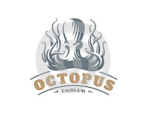 Octopus logo - vector illustration. Emblem design