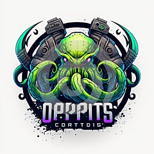 Octopus monster cyberpunk style design logo esport photo