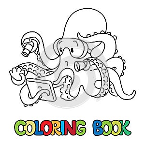 Octopus oceanographer ABC coloring book Alphabet O