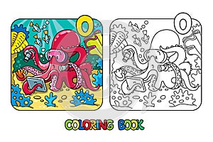 Octopus oceanographer ABC coloring book Alphabet O