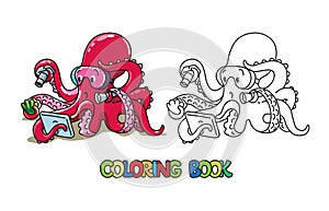 Octopus oceanographer ABC coloring book Alphabet O