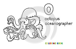 Octopus oceanographer ABC coloring book Alphabet O