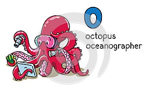 Octopus oceanographer ABC Funny animals alphabet O