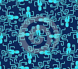 Octopus pattern seamless. devilfish background. poulpe texture. Baby fabric ornament