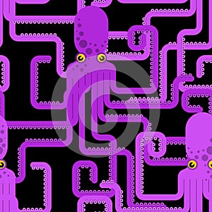 Octopus pattern seamless. devilfish background. poulpe texture. Baby fabric ornament