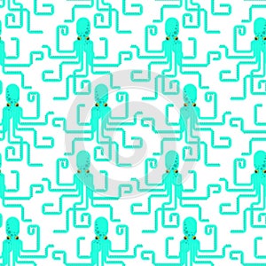 Octopus pattern seamless. devilfish background. poulpe texture. Baby fabric ornament