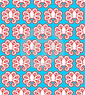 Octopus pattern seamless. poulpe background. devilfish ornament. Vector texture