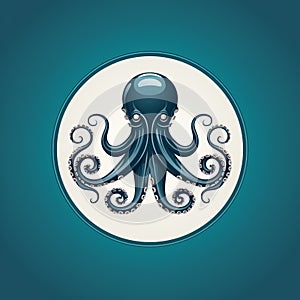 Octopus on a plain background, a terrifying animal with tentacles and suckers