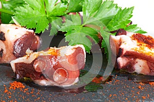 Octopus prepared at Galician style photo