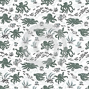 Octopus seamless pattern