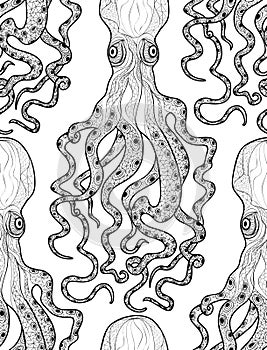 Octopus seamless pattern Marine life ornament