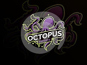 Octopus sport mascot logo design illustration