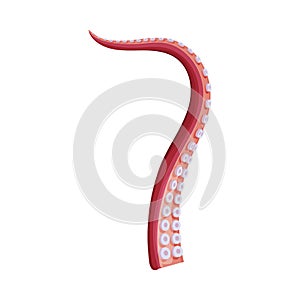 Octopus or Squid Tentacle, Marine Creature Part of Body Vector Illustration