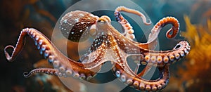 Octopus Swimming in Aquarium