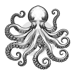 Octopus with Swirling Tentacles sketch raster
