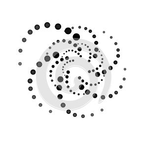 OCTOPUS SYMBOL. WHIRL DOTTED CIRCLE. HALFTONE DESIGN ELEMENTS. ISOLATED VECTOR ON WHITE BACKGROUND