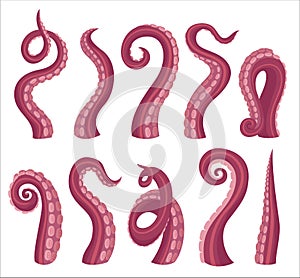 Octopus tentacles cartoon color vector illustrations set photo