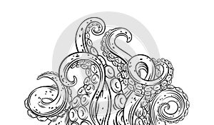Octopus tentacles outline banner