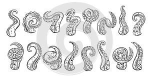 Octopus tentacles outline icons