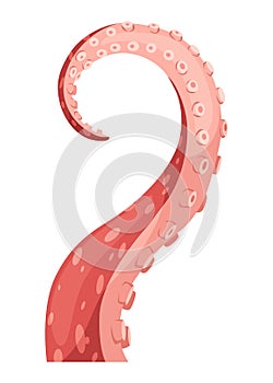 Octopus tentacles or sea squid icon. Spooky marine monster arm on white background. Vector cartoon underwater animal