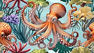 Octopus vulgaris mollusc tropical sea habitat