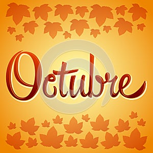 Octubre - October spanish vector sign photo