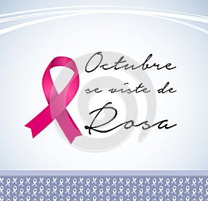 Octubre se Viste de Rosa, October Wears Pink Spanish text, Breast Cancer Awareness Month design. photo