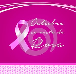 Octubre se Viste de Rosa, October Wears Pink Spanish text, Breast Cancer Awareness Month design. photo