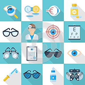 Oculist cartoon icon flat set