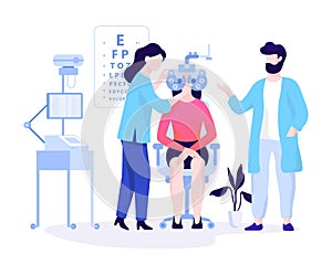 Oculist concept. Idea of the eyesight examination