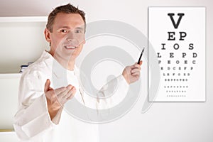 Oculist doctor examining patient