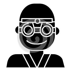 Oculist - ophthalmologist - eye doctor icon, vector illustration, black sign on isolated background