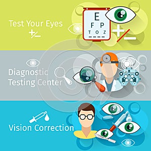 Oculist and optometry horizontal banners