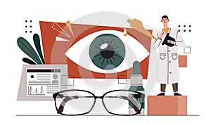 Oculist at workplace vector concept