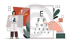 Oculist at workplace vector concept