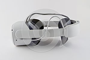 Oculus Quest 2 virtual reality headset with optional Elite headstrap attached