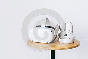 Oculus Quest 2 virtual reality headset with controllers