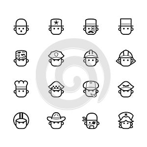 Ocupation black icon set 1 on white background