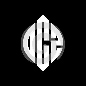 OCZ circle letter logo design with circle and ellipse shape. OCZ ellipse letters with typographic style. The three initials form a