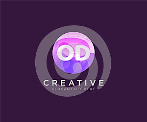 OD initial logo With Colorful Circle template vector