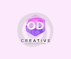 OD initial logo With Colorful Hexagon Modern Business Alphabet Logo template vector