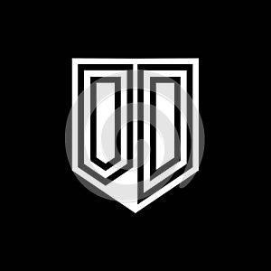 OD Logo monogram shield geometric black line inside white shield color design