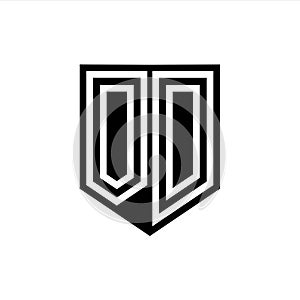 OD Logo monogram shield geometric white line inside black shield color design