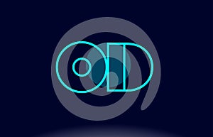 od o d blue line circle alphabet letter logo icon template vector design