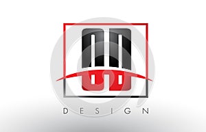 OD O D Logo Letters with Red and Black Colors and Swoosh.